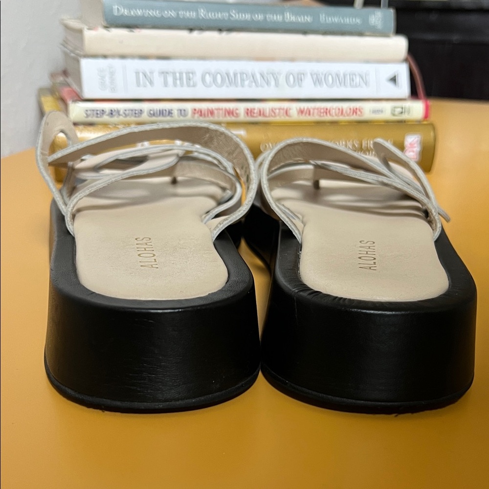 ALOHAS ‘Cool’ Chunky Leather Sandals in Cream - Picture 4 of 12